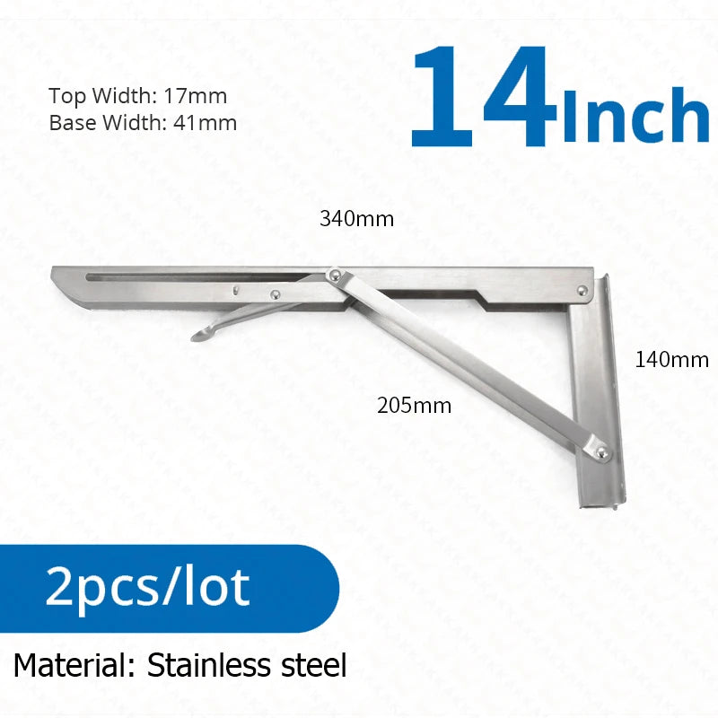 KAK 2pcs Folding Shelf Bracket Heavy Duty Stainless Steel Collapsible Shelf Bracket Hardware for Table Work RV Car Saving Space