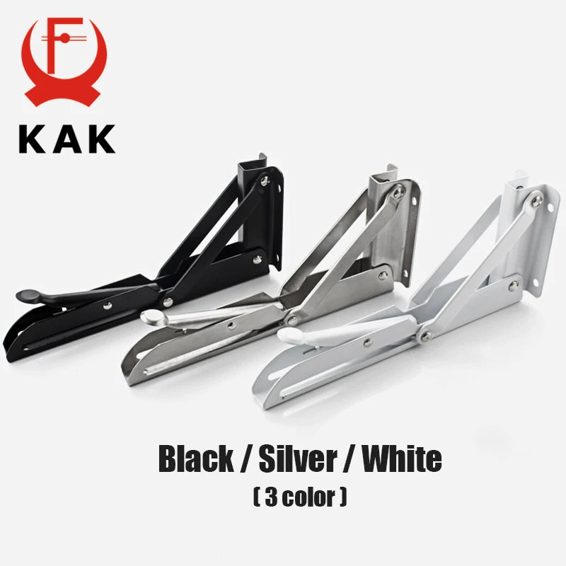 KAK 2pcs Folding Shelf Bracket Heavy Duty Stainless Steel Collapsible Shelf Bracket Hardware for Table Work RV Car Saving Space