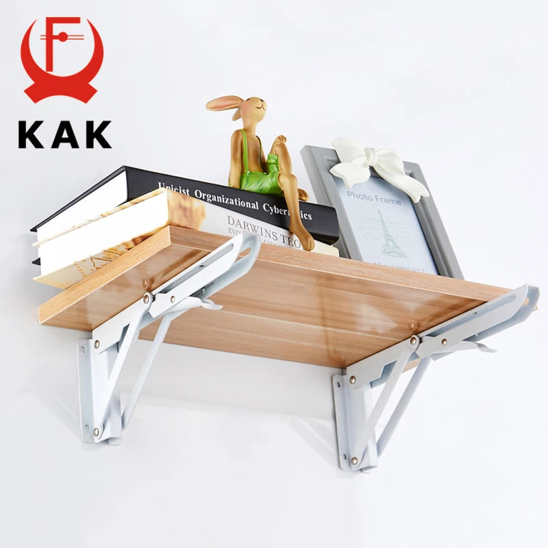 KAK 2pcs Folding Shelf Bracket Heavy Duty Stainless Steel Collapsible Shelf Bracket Hardware for Table Work RV Car Saving Space