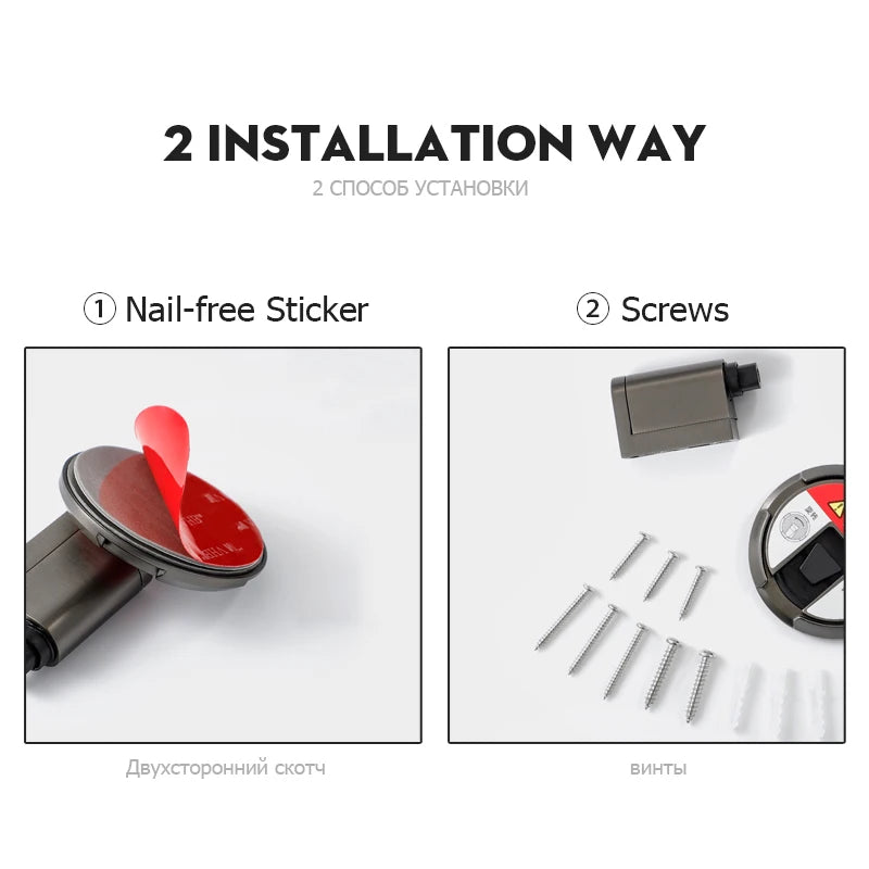 KAK Heavy Duty Magnetic Door Stopper Mechanical Door Stop Adjustable Door Holder Non-punch Sticker Furniture Door Hardware