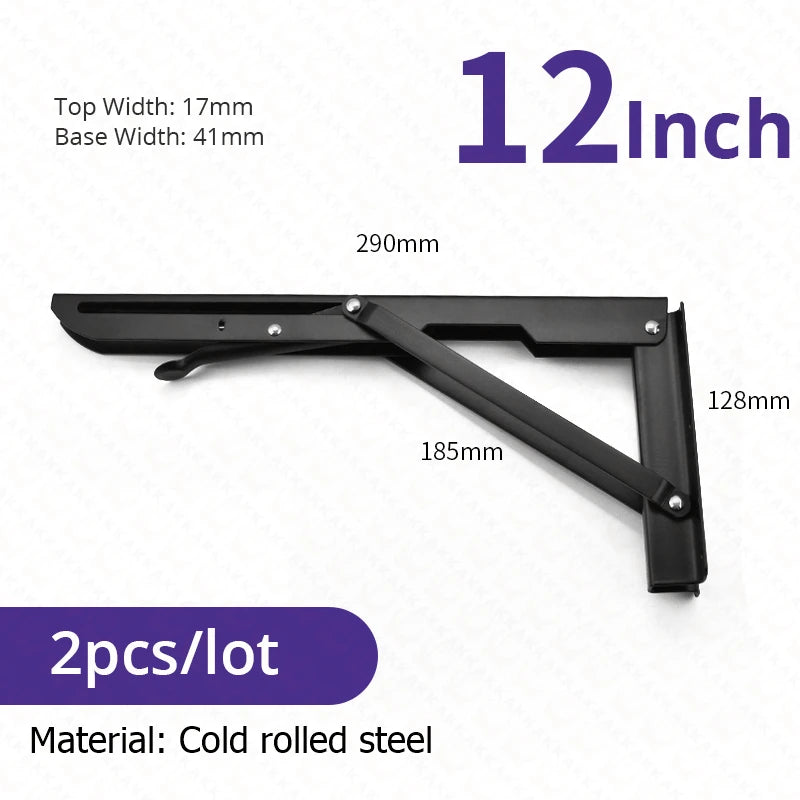 KAK 2pcs Folding Shelf Bracket Heavy Duty Stainless Steel Collapsible Shelf Bracket Hardware for Table Work RV Car Saving Space