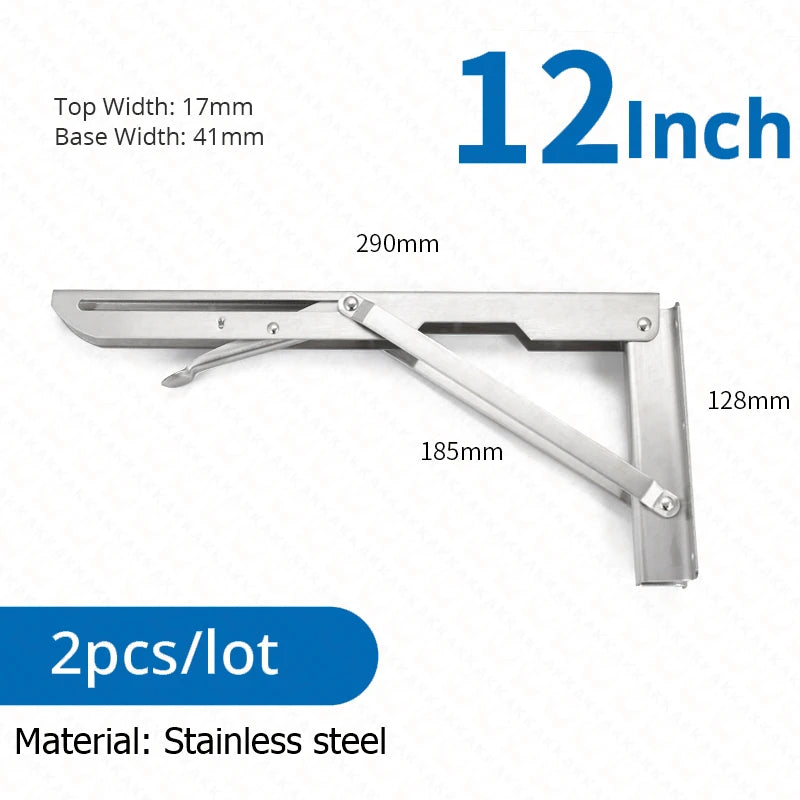 KAK 2pcs Folding Shelf Bracket Heavy Duty Stainless Steel Collapsible Shelf Bracket Hardware for Table Work RV Car Saving Space