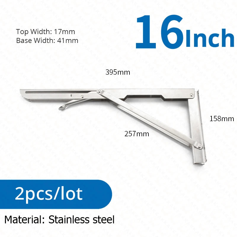 KAK 2pcs Folding Shelf Bracket Heavy Duty Stainless Steel Collapsible Shelf Bracket Hardware for Table Work RV Car Saving Space