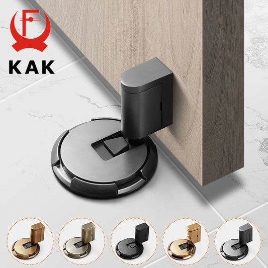 KAK Heavy Duty Magnetic Door Stopper Mechanical Door Stop Adjustable Door Holder Non-punch Sticker Furniture Door Hardware